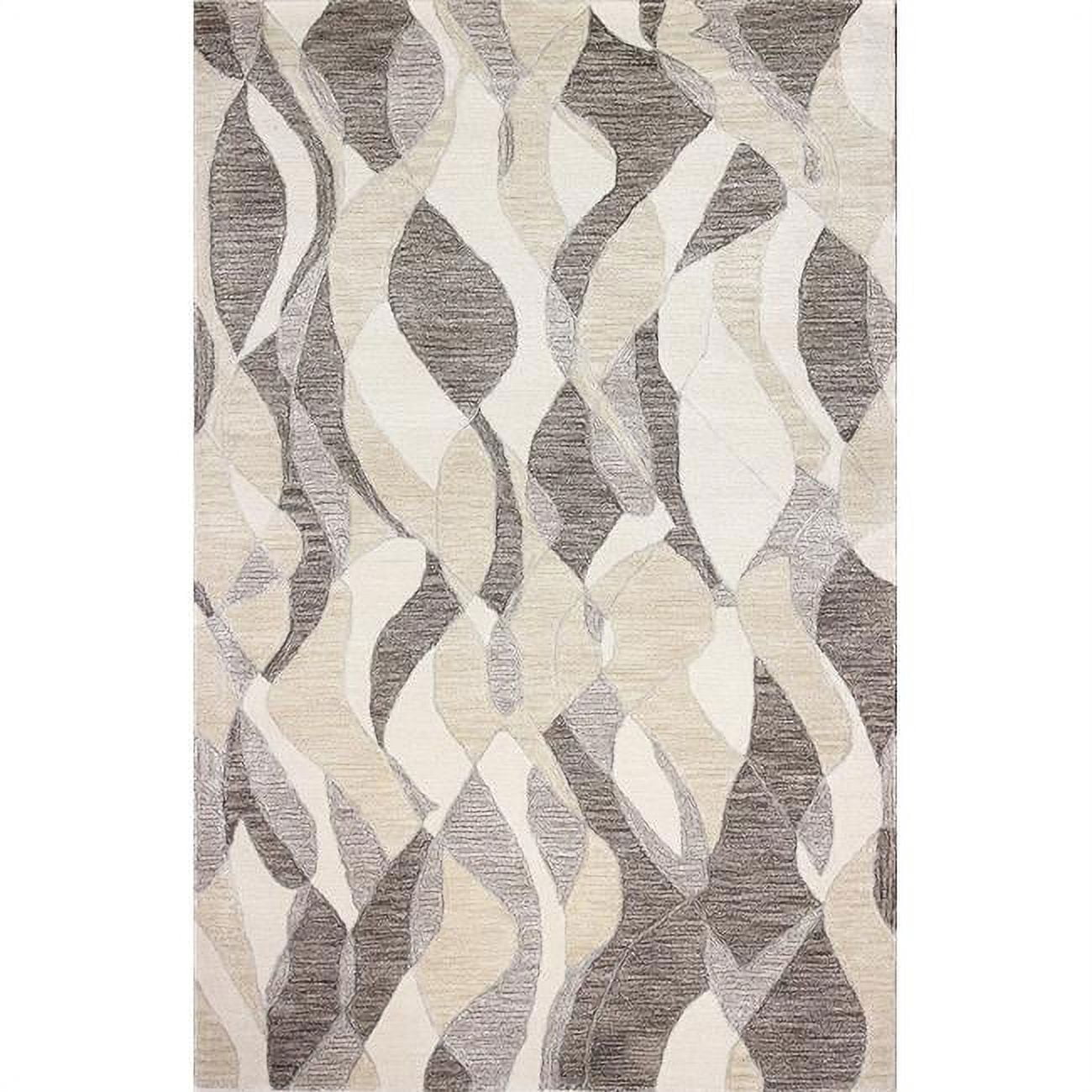 R129-BE-2.6X8-HG379 2 ft. 6 in. x 8 ft. Greenwich Collection Contemporary Wool & Viscose Hand Tufted Area Rug, Beige -  Bashian