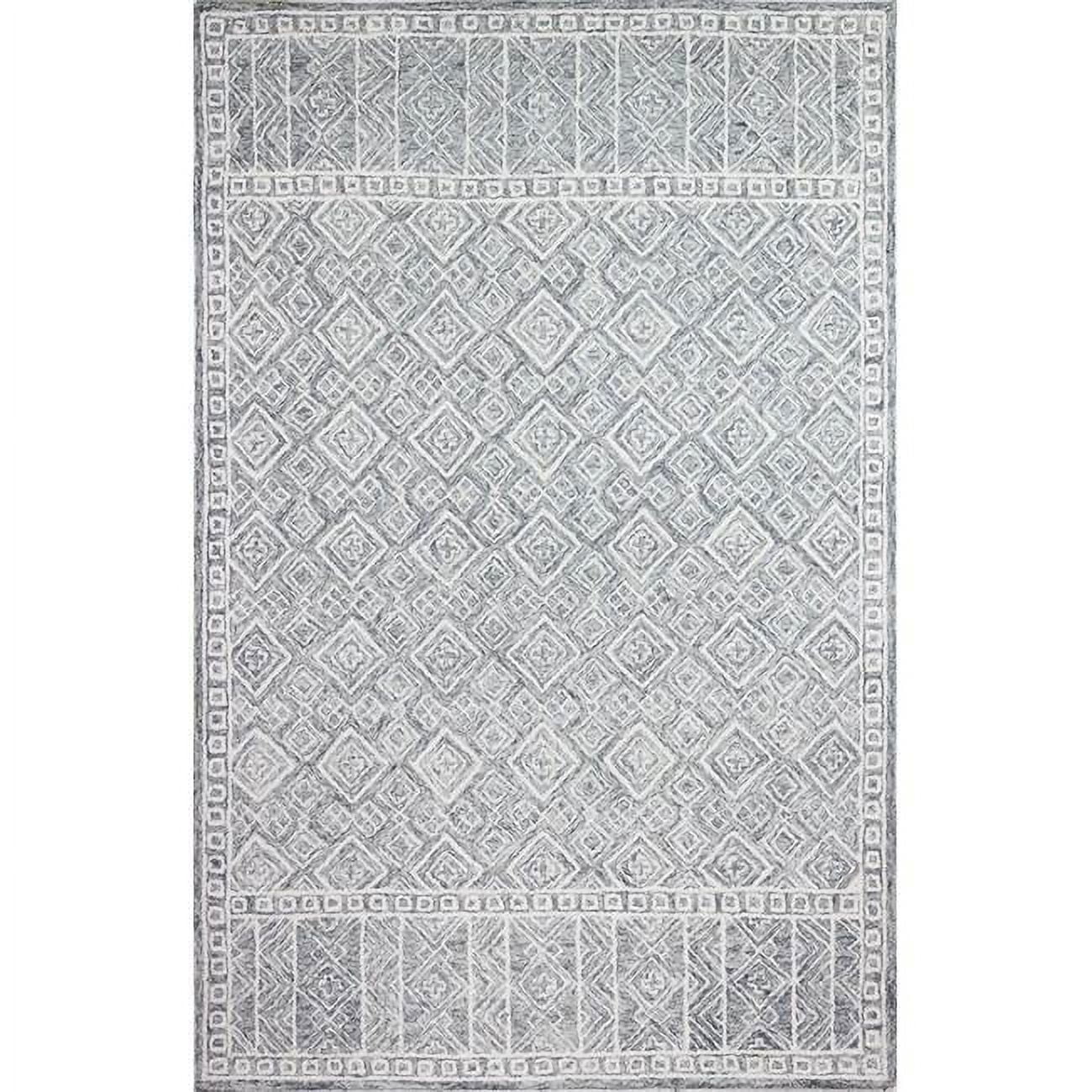 R131-SLA-5X7.6-AL119 5 ft. x 7 ft. 6 in. Valencia Collection Transitional 100 Percent Wool Hand Tufted Area Rug, Slate -  Bashian