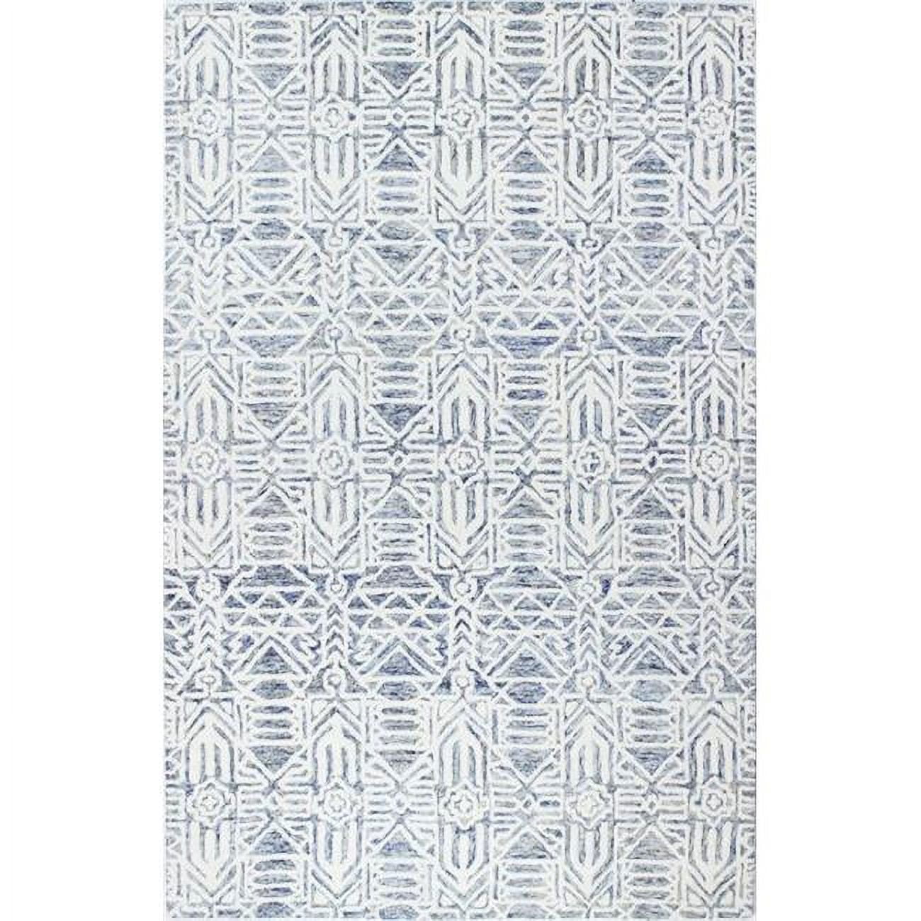 R130-IVBL-2.6X8-LC162 2 ft. 6 in. x 8 ft. Verona Collection Transitional 100 Percent Wool Hand Tufted Area Rug, Ivy & Blue -  Bashian