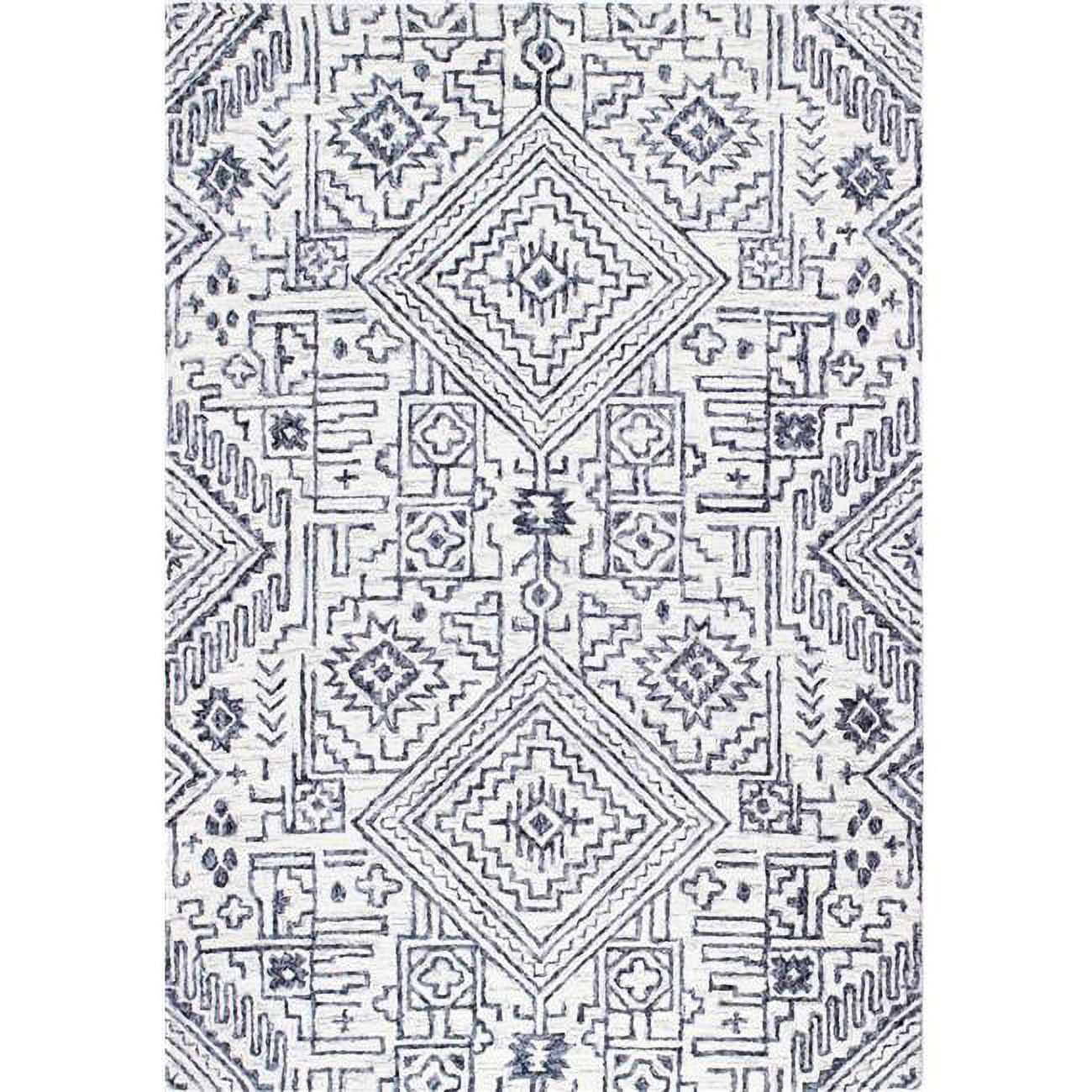 R131-IV-76X96-AL121 7 ft. 6 in. x 9 ft. 6 in. Valencia Collection Contemporary 100 Percent Wool Hand Tufted Area Rug, Ivory -  Bashian