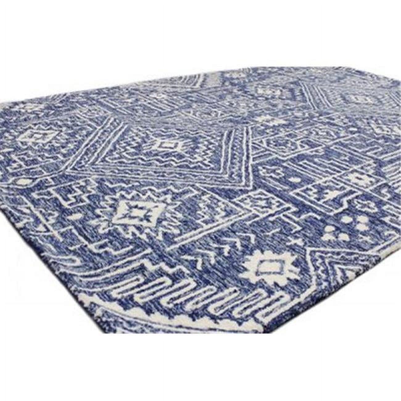 R131-NV-4X6-AL121 3 ft. 6 in. x 5 ft. 6 in. Valencia Collection Contemporary 100 Percent Wool Hand Tufted Area Rug, Navy -  Bashian