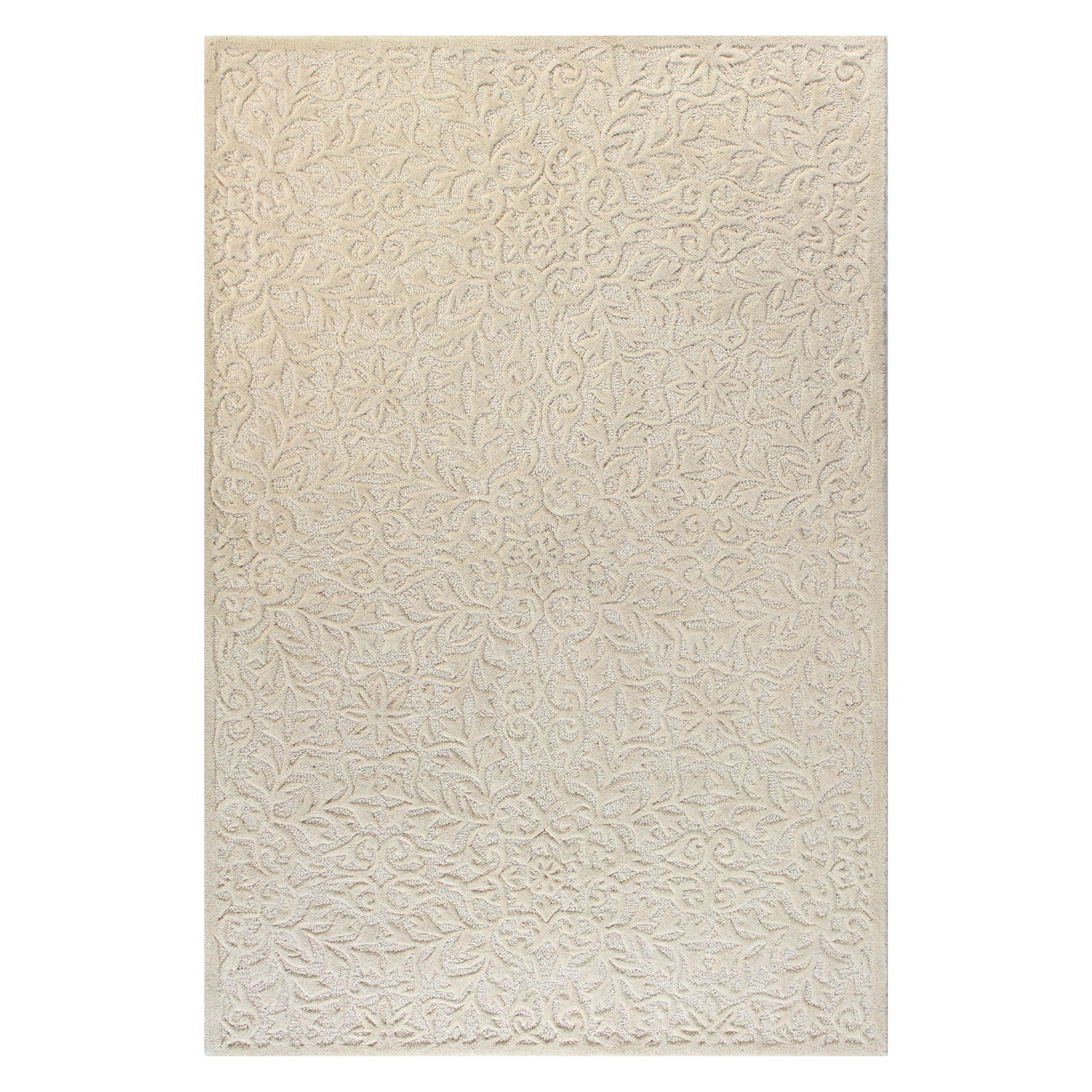 R130-IV-9X12-LC140  Verona Collection Floral Transitional 100 Percent Wool Hand Tufted Area Rug, Ivory - 8 ft. 6 in. x 11 ft. 6 in -  Bashian