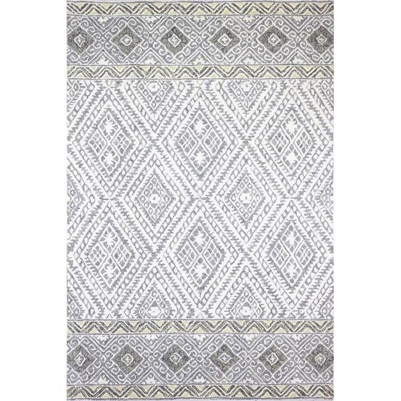Picture of Bashian R131-IVGY-2.6X8-AL125 2 ft. 6 in. x 8 ft. Valencia Collection Transitional 100 Percent Wool Hand Tufted Area Rug&#44; Ivory & Grey