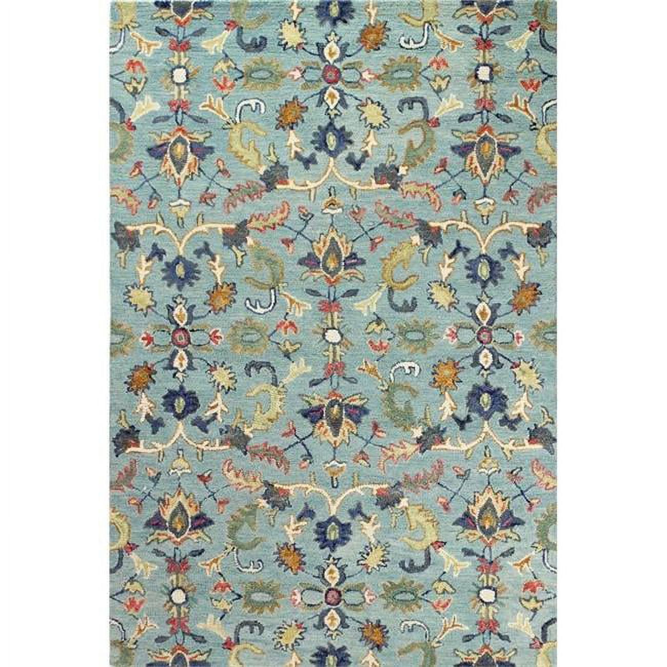 R131-TE-4X6-AL110 3 ft. 6 in. x 5 ft. 6 in. Valencia Transitional 100 Percent Wool Hand Tufted Area Rug, Teal -  Bashian, 649652302294