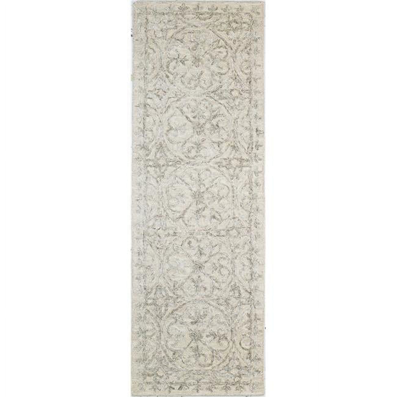 R130-WHT-2.6X8-LC157 2 ft. 6 in. x 8 ft. Verona Geometric Transitional 100 Percent Wool Hand Tufted Runner Rug, Wheat -  Bashian