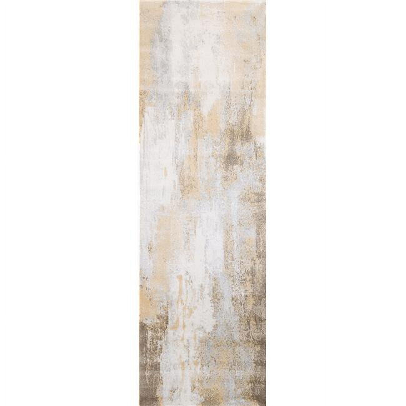 Picture of Bashian E110-IVGO-2.6X8-5570A 2 ft. 6 in. x 8 ft. Everek Transitional Polypropylene Machine Made Runner Rug&#44; Ivory & Gold