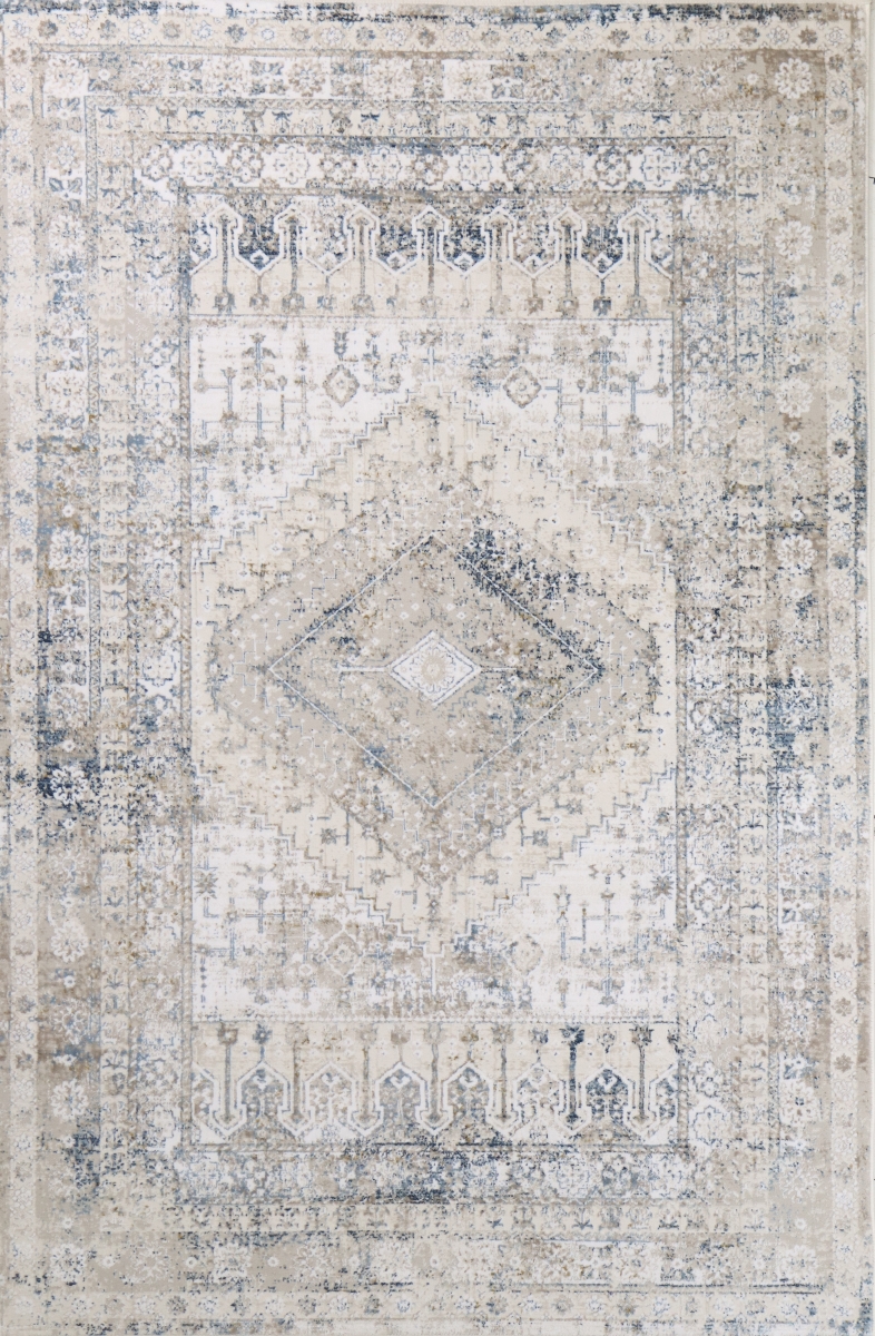 Picture of Bashian H117-IVBL-5X7.6-HLD305 5 ft. x 7 ft. 6 in. Highland Traditional Polyester Power Loom Rectangle Area Rug&#44; Ivory & Blue