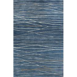 R129-AZ-2.6X8-HG238  Greenwich Collection Abstract Contemporary Wool & Viscose Hand Tufted Area Rug, Azure - 2 ft. 6 in. x 8 ft -  Bashian