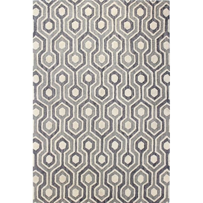 R130-GY-76X96-LC144  Verona Collection Geometric Contemporary 100 Percent Wool Hand Tufted Area Rug, Grey - 7 ft. 6 in. x 9 ft. 6 in -  Bashian