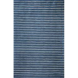 Picture of Bashian S176-NV-2.6X8-ALM71 Bashian Contempo Collection Striped Contemporary 100 Percent Wool Hand Loomed Area Rug&#44; Navy - 2 ft. 6 in. x 8 ft.