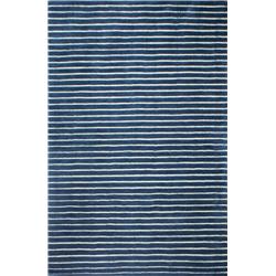 Picture of Bashian S176-NV-4X6-ALM71 Bashian Contempo Collection Striped Contemporary 100 Percent Wool Hand Loomed Area Rug&#44; Navy - 3 ft. 6 in. x 5 ft. 6 in.
