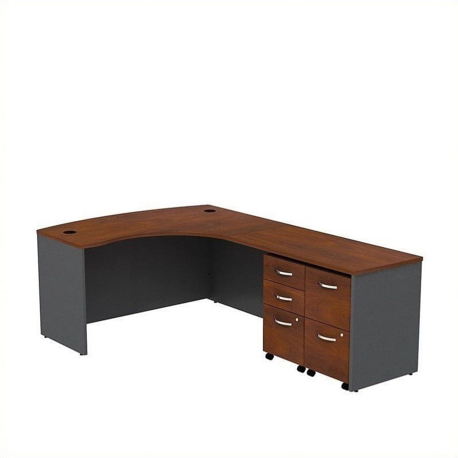 Picture of Bush Business Furniture SRC034HCRSU Series C Bow Front Right Handed L-Shaped Desk with 2 Mobile Pedestals - Hansen Cherry
