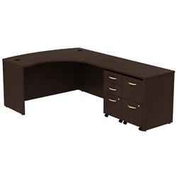 Picture of Bush Business Furniture SRC034MRRSU Series C Bow Front Right Handed L-Shaped Desk with 2 Mobile Pedestals - Mocha Cherry