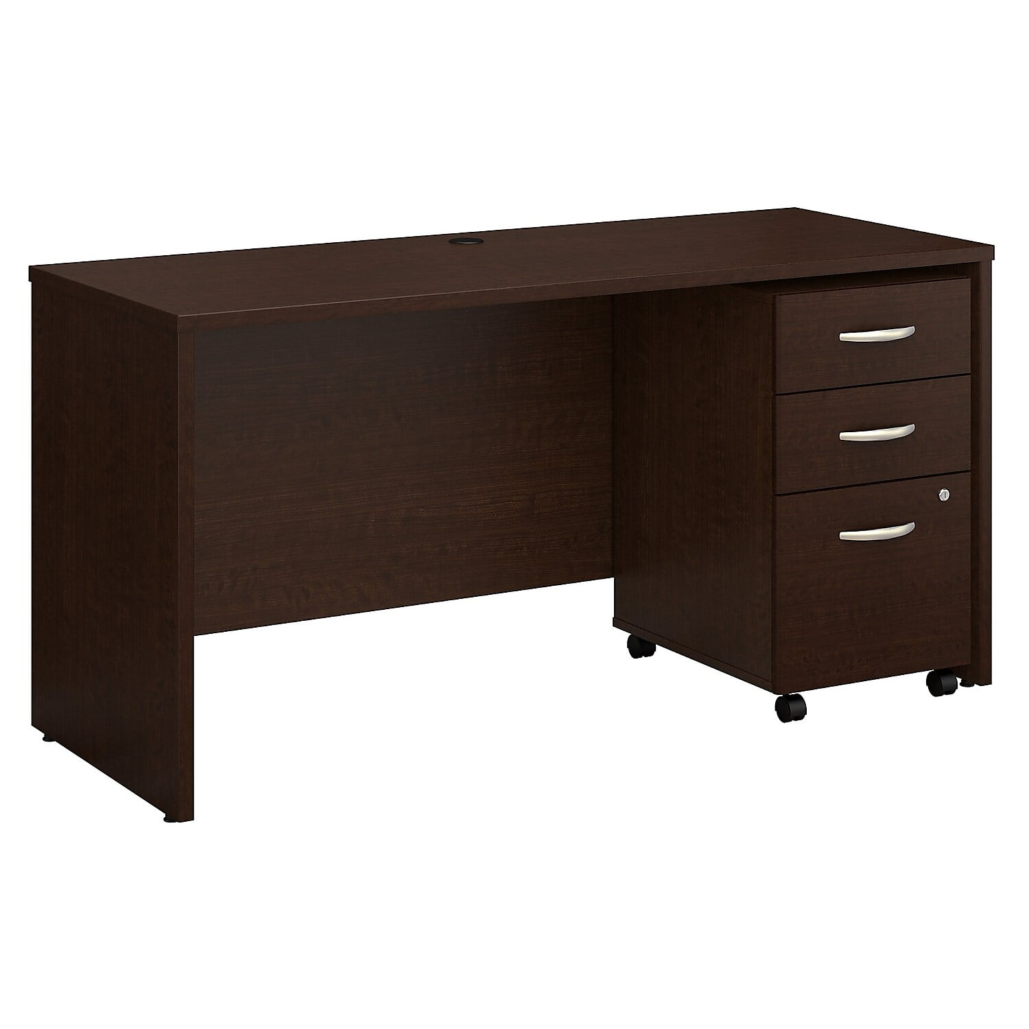 Picture of Bush Business Furniture SRC025MRSU 60 x 24 in. Series C Office Desk with Mobile File Cabinet - Mocha Cherry