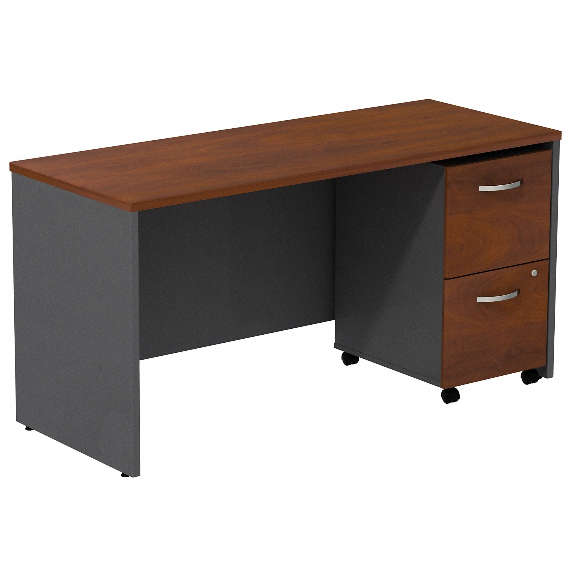 Picture of Bush Business Furniture SRC029HCSU Series C Desk Credenza with 2 Drawer Mobile Pedestal - Hansen Cherry