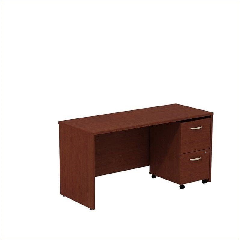 Picture of Bush Business Furniture SRC029MASU Series C Desk Credenza with 2 Drawer Mobile Pedestal - Mahogany
