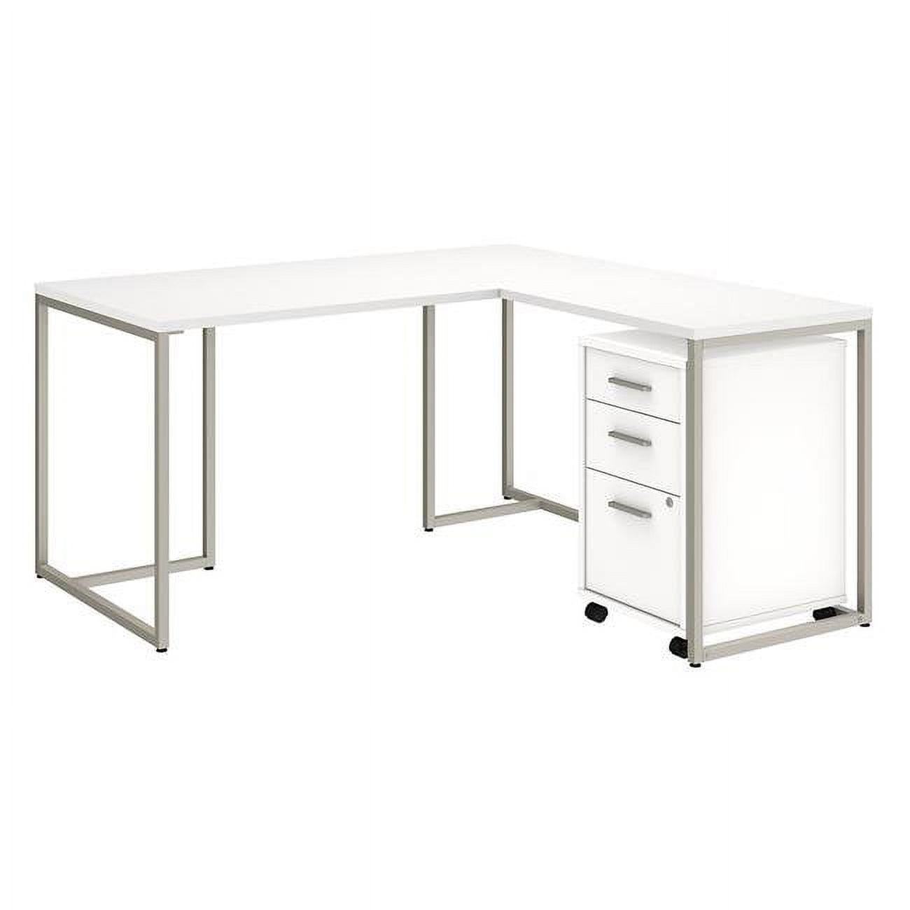 Picture of Bush Business Furniture MTH005WHSU 60 in. Method L-Shaped Desk with 30 in. Return & Mobile File Cabinet - White