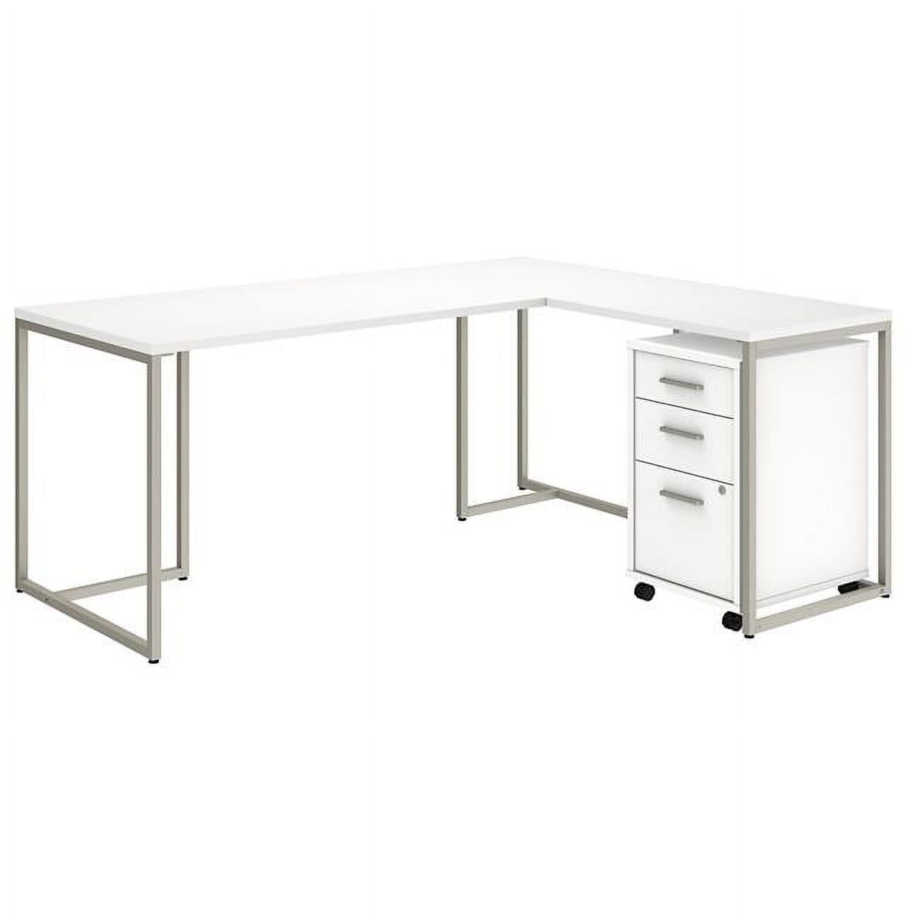 Picture of Bush Business Furniture MTH018WHSU 72 in. Method L-Shaped Desk with 30 in. Return & Mobile File Cabinet - White