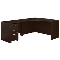 Picture of Bush Business Furniture SRC007MRLSU Series C Left Handed L-Shaped Desk with Mobile File Cabinet - Mocha Cherry