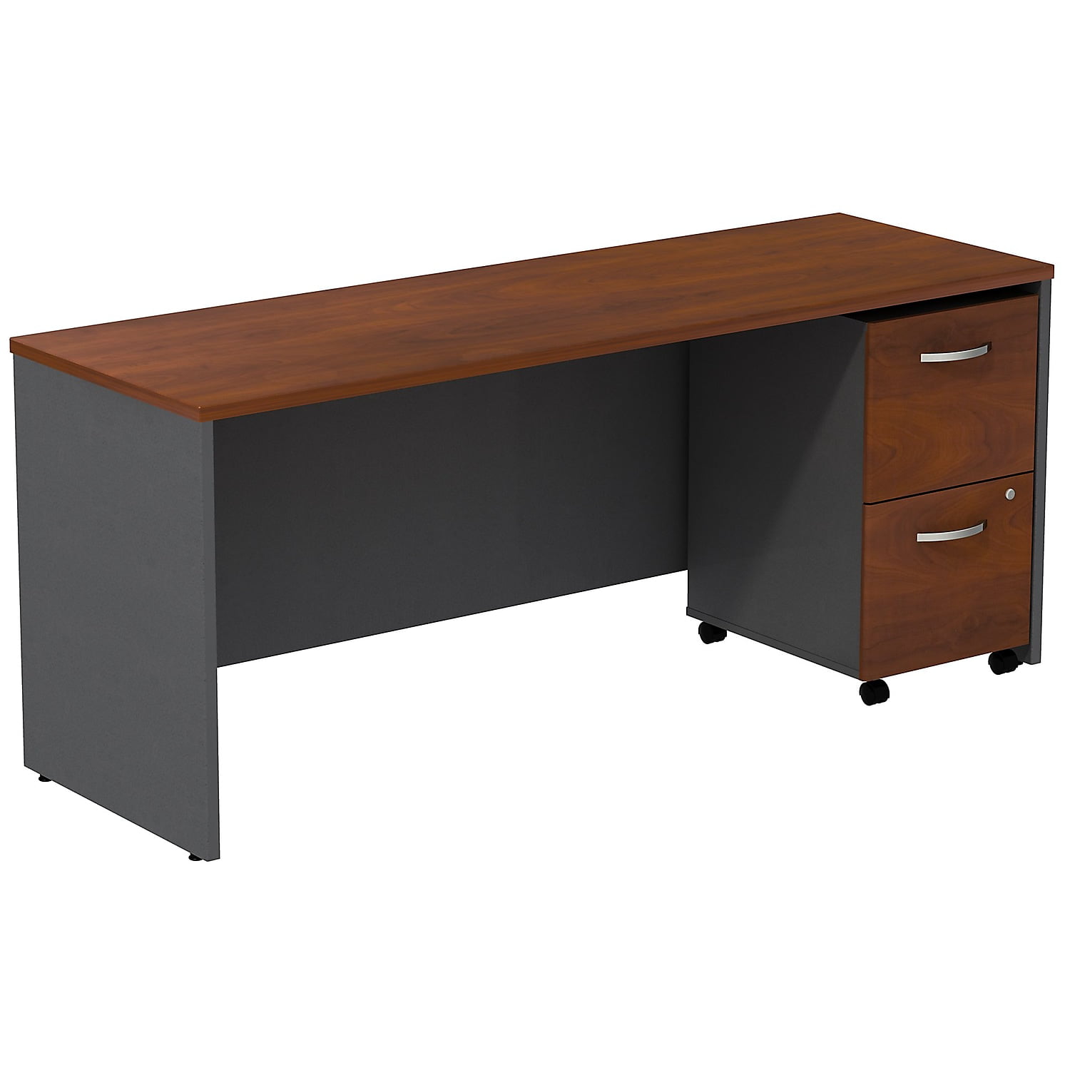 Picture of Bush Business Furniture SRC030HCSU Series C Desk Credenza with 2 Drawer Mobile Pedestal - Hansen Cherry