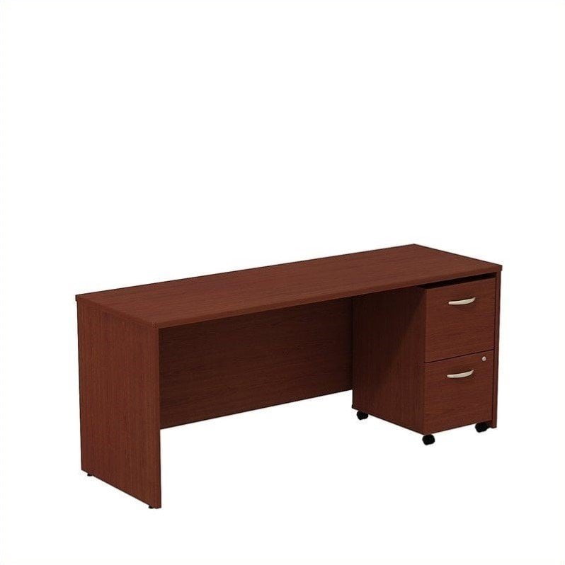 Picture of Bush Business Furniture SRC030MASU Series C Desk Credenza with 2 Drawer Mobile Pedestal - Mahogany