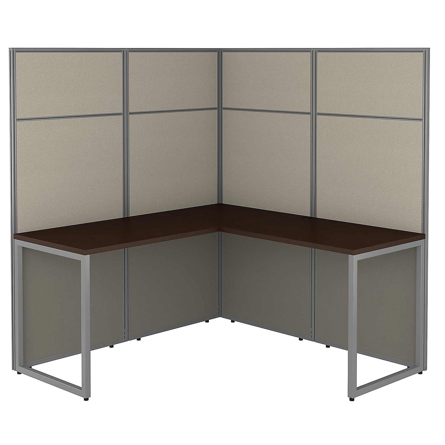 Picture of Bush Business Furniture EODH360MR-03K Easy Office L Shaped Desk with Cubicle Panel - Mocha Cherry