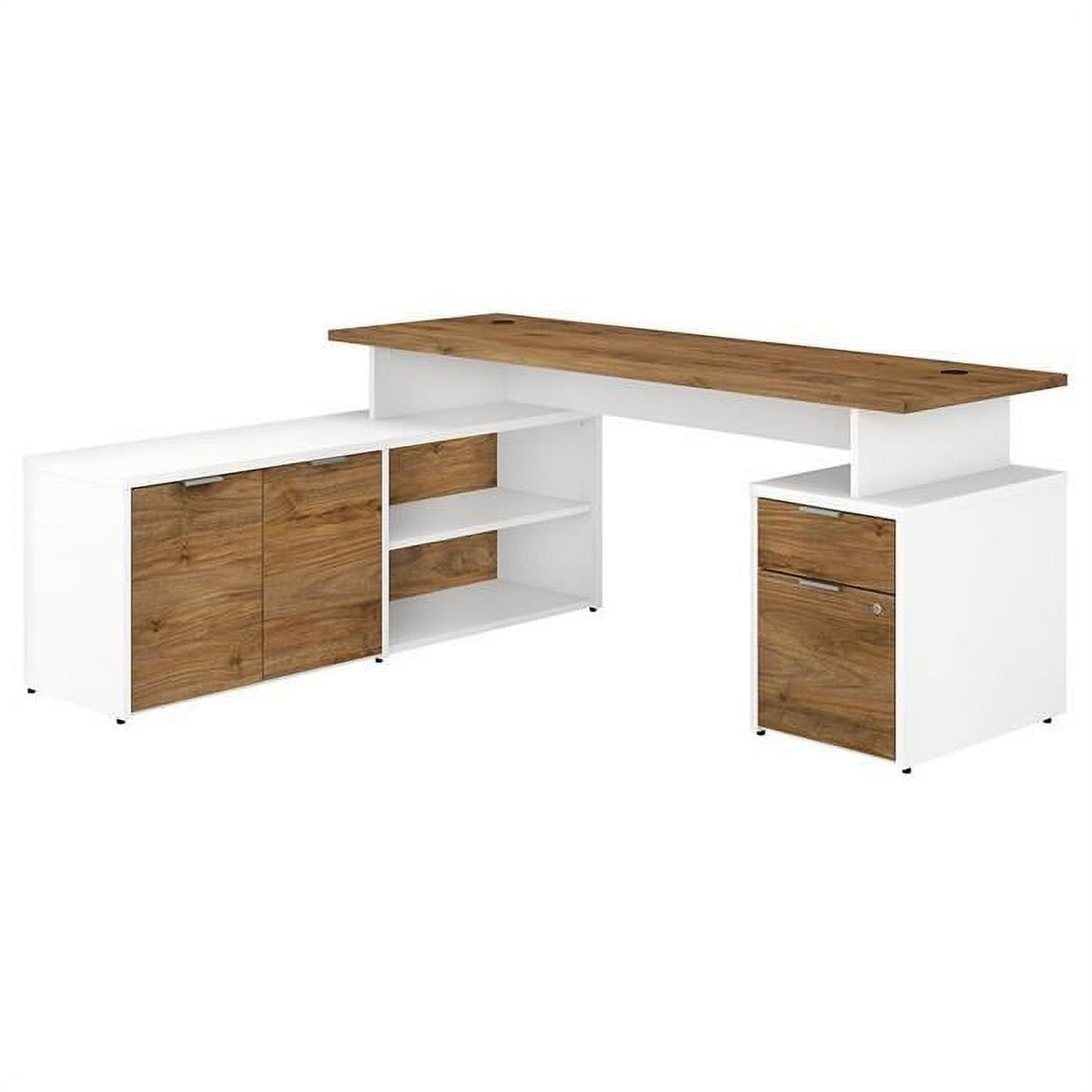 Picture of Bush Business Furniture JTN009FWWHSU 72 x 59 x 30 in. Jamestown L Shaped Desk&#44; Fresh Walnut & White