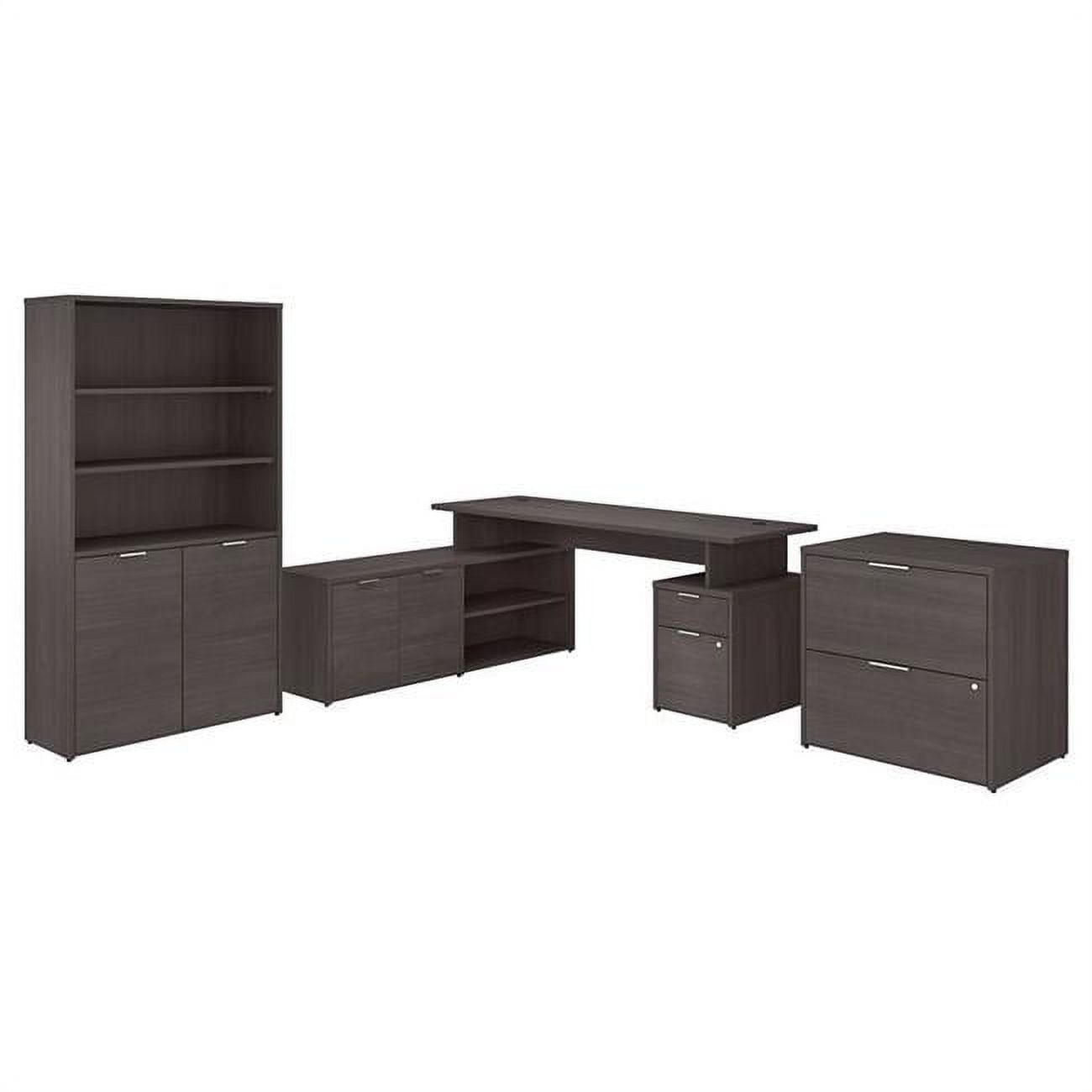 Picture of Bush Business Furniture JTN011SGSU 72 x 59 x 30 in. Jamestown L Shaped Desk Set with Lateral File Cabinet & Bookcase&#44; Storm Gray