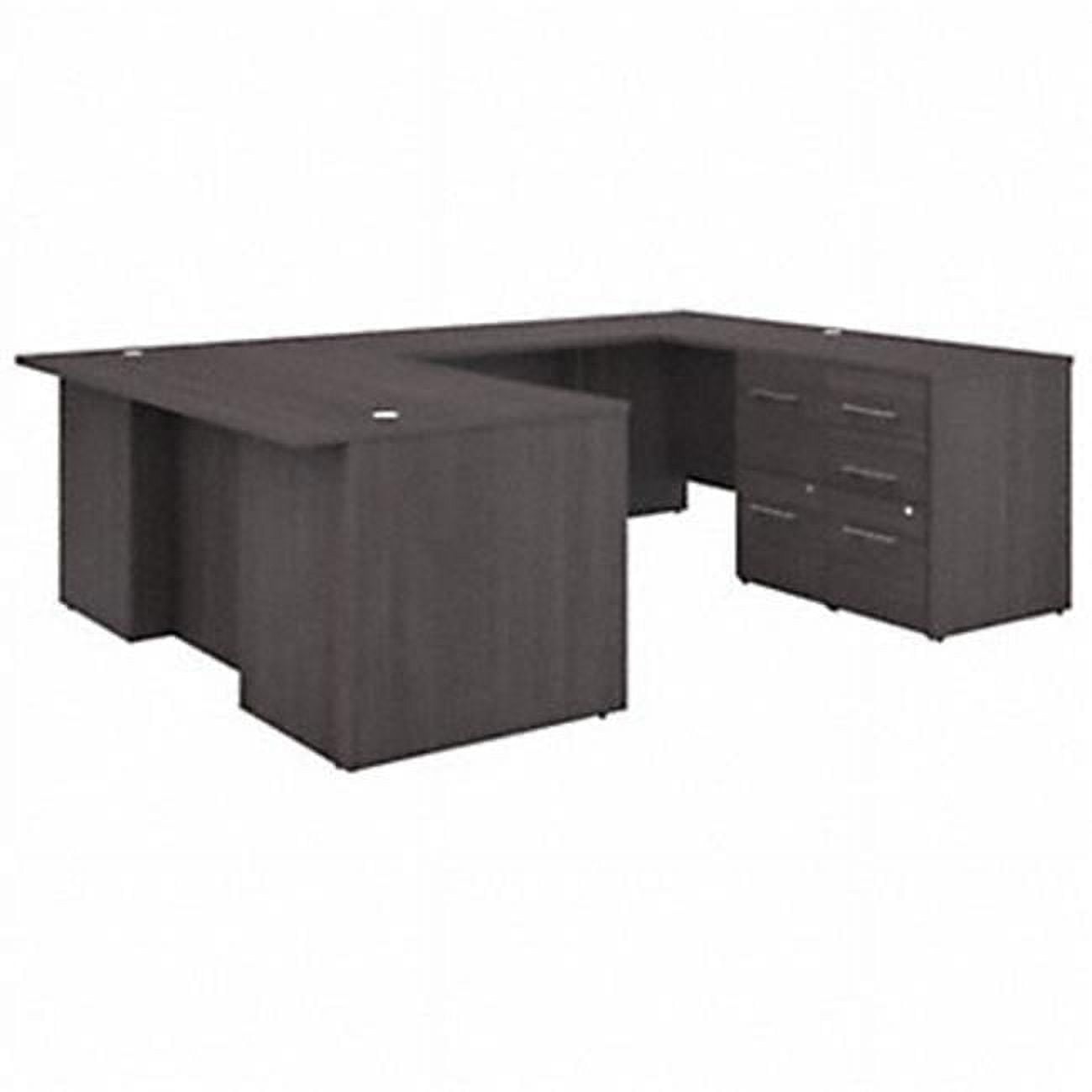 Picture of Bush Business Furniture OF5002SGSU 72 in. U Shaped Executive Desk with Drawers, Storm Gray