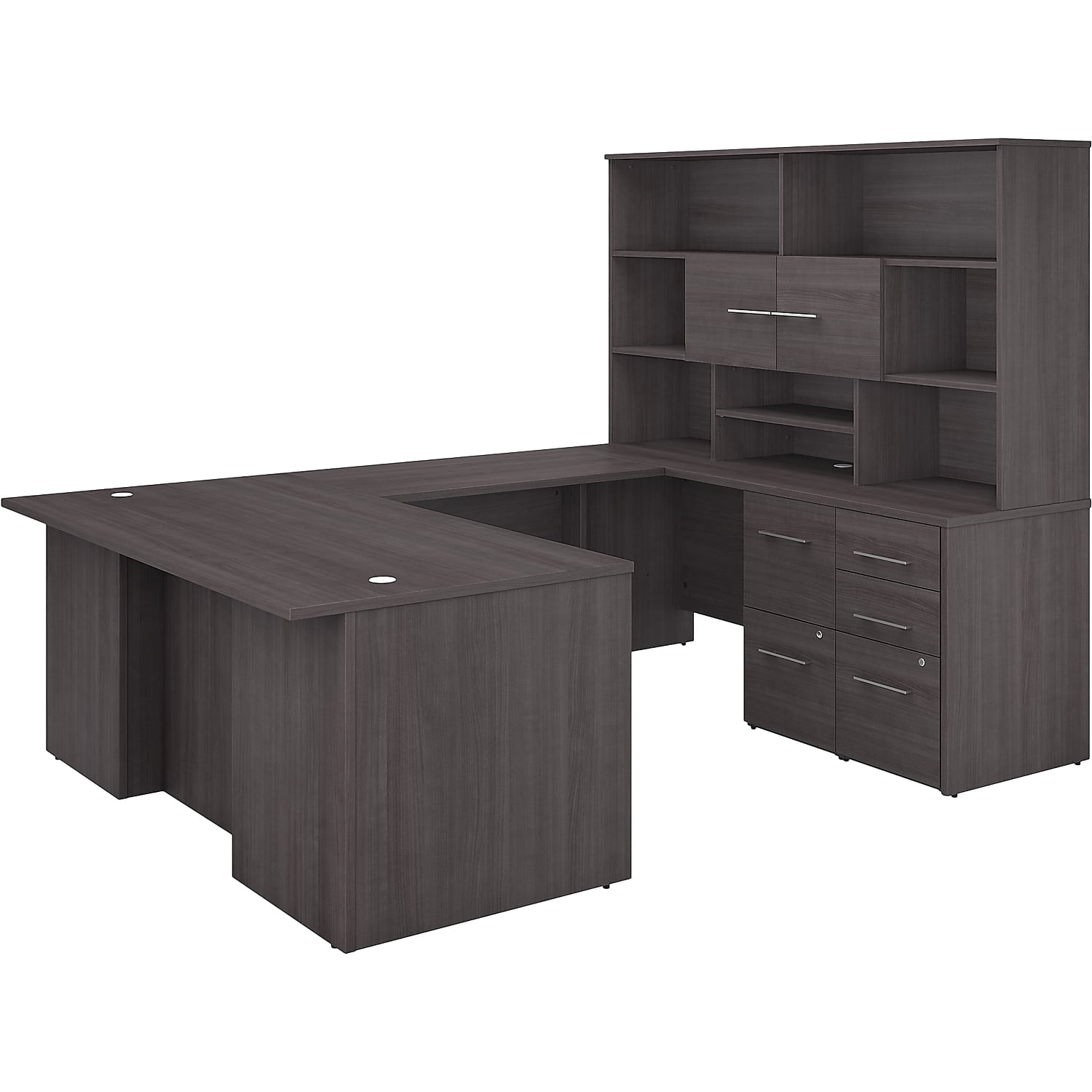 Picture of Bush Business Furniture OF5003SGSU 72 in. U Shaped Executive Desk with Drawers & Hutch&#44; Storm Gray