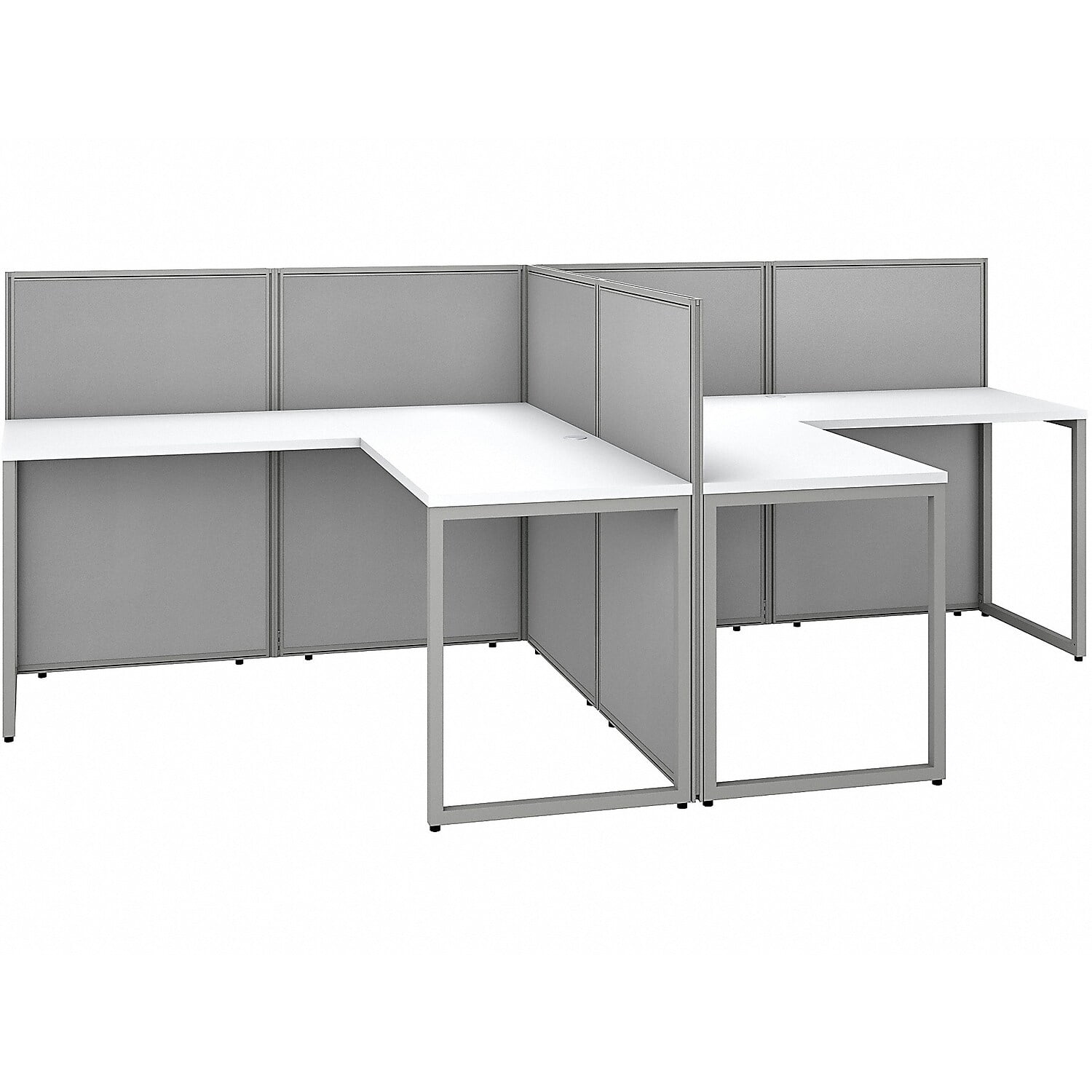 Picture of Bush Business Furniture EOD560WH-03K 60 in. Easy Office Collection 2 Person L Shaped Desk with 45 in. Cubicle Panel&#44; Pure White