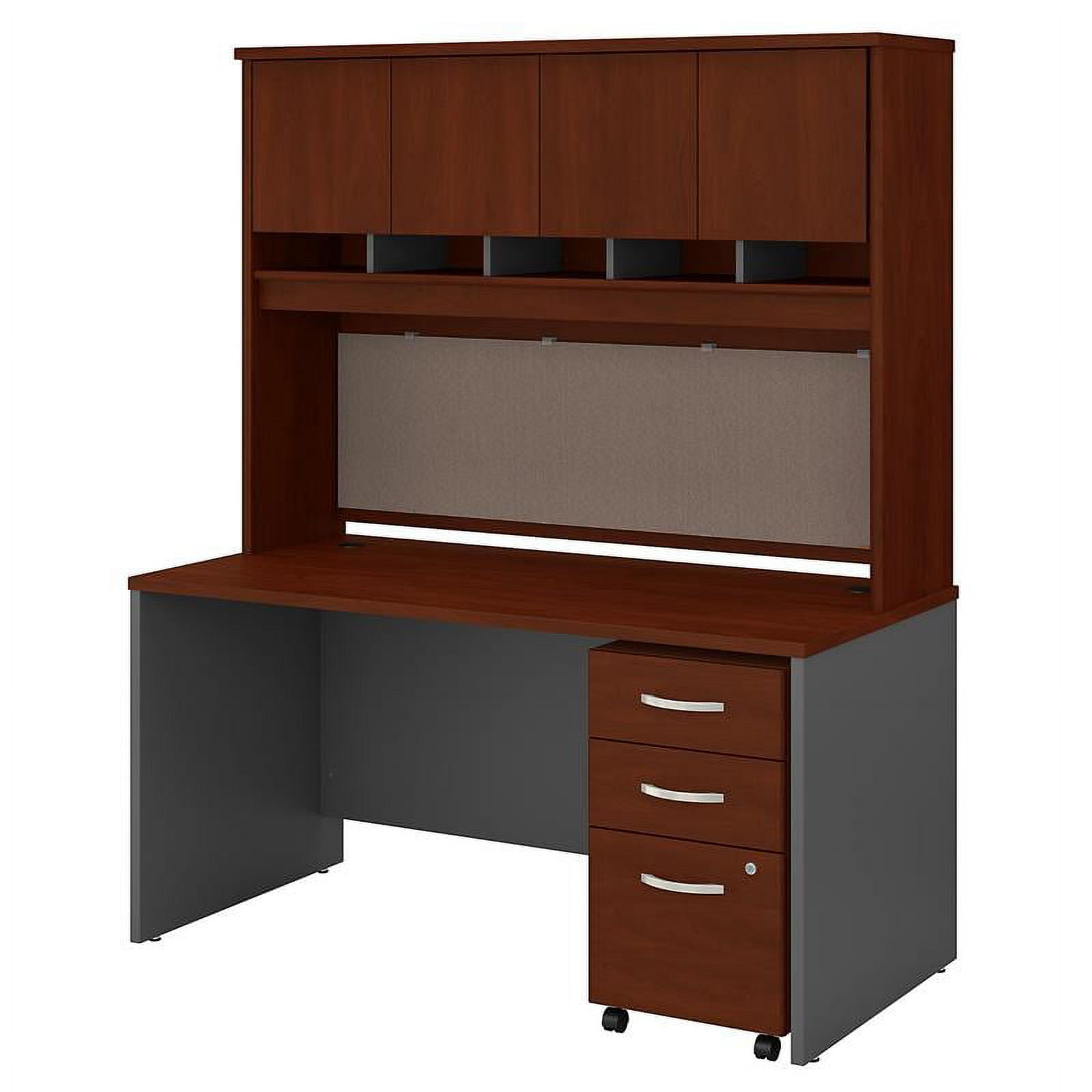 Picture of Bush Business Furniture SRC145HCSU 60 x 30 in. Series C Collection Office Desk with Hutch & Mobile File Cabinet&#44; Hansen Cherry