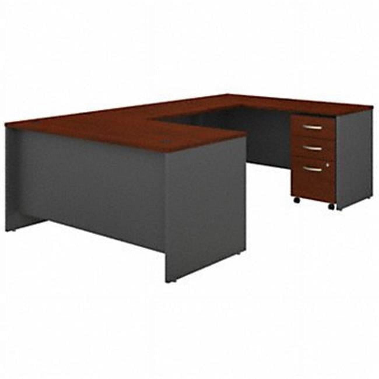 Picture of Bush Business Furniture SRC148HCSU 60 in. Series C U Shaped Desk with 3 Drawer Mobile File Cabinet, Hansen Cherry