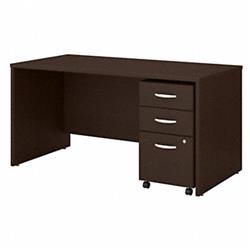 Picture of Bush Business Furniture SRC144MRSU 60 x 30 in. Series C Office Desk with 3 Drawer Mobile File Cabinet&#44; Mocha Cherry