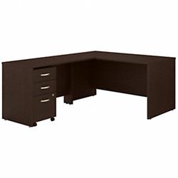 Picture of Bush Business Furniture SRC146MRSU 60 in. Series C L Shaped Desk with 3 Drawer Mobile File Cabinet&#44; Mocha Cherry