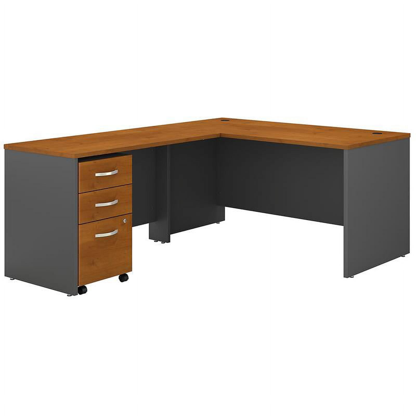 Picture of Bush Business Furniture SRC146NCSU 60 in. Series C L Shaped Desk with 3 Drawer Mobile File Cabinet&#44; Natural Cherry