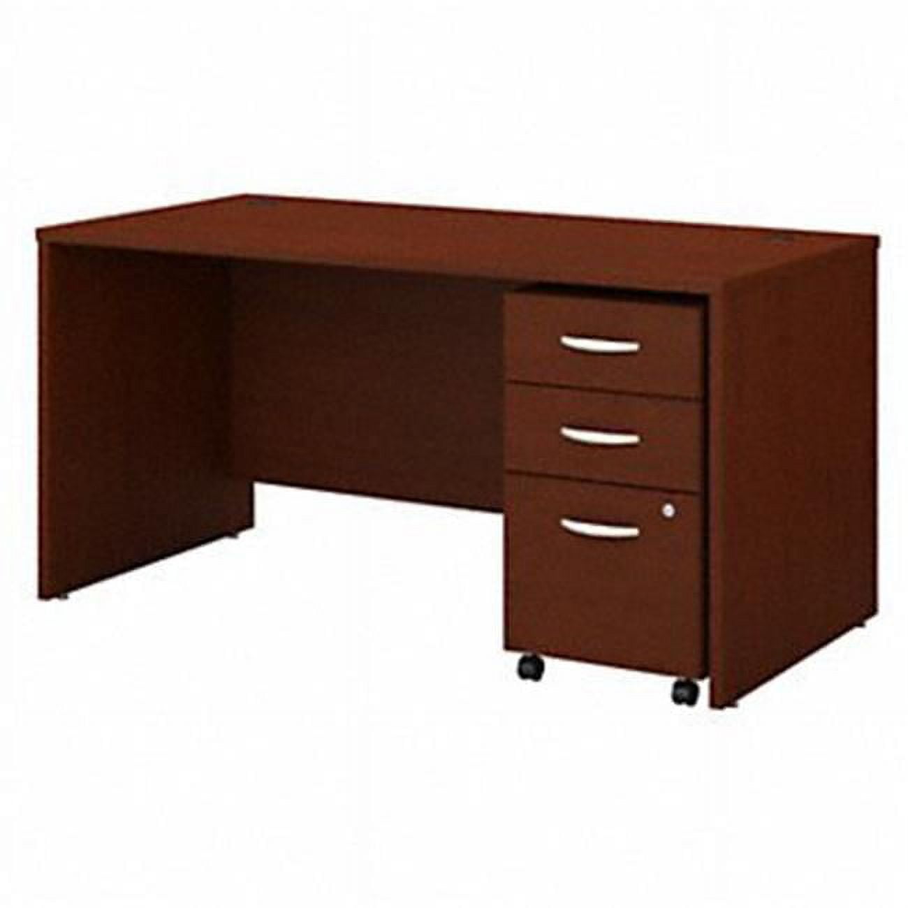 Picture of Bush Business Furniture SRC144MASU 60 x 30 in. Series C Office Desk with 3 Drawer Mobile File Cabinet, Mahogany