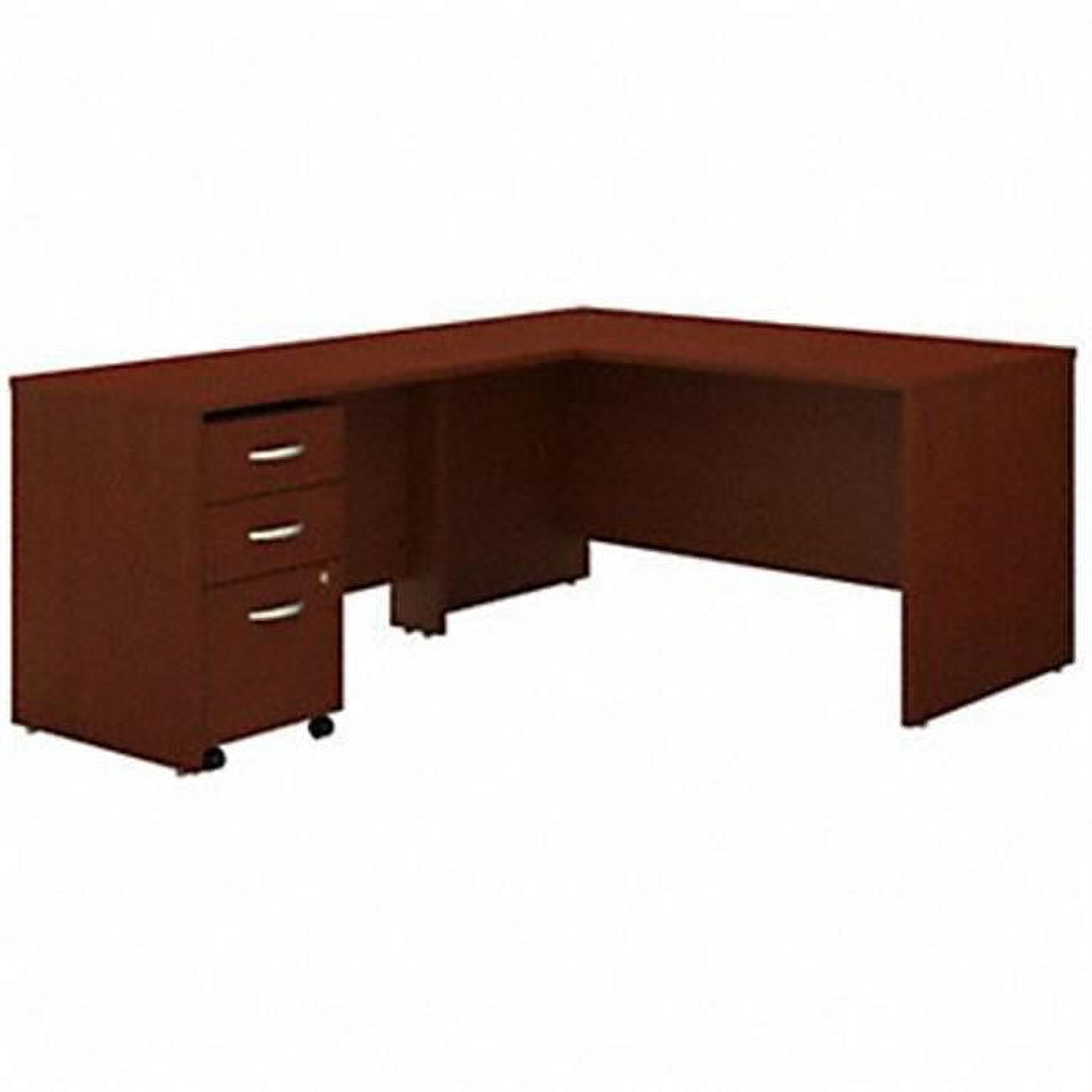 Picture of Bush Business Furniture SRC146MASU 60 in. Series C L Shaped Desk with 3 Drawer Mobile File Cabinet&#44; Mahogany