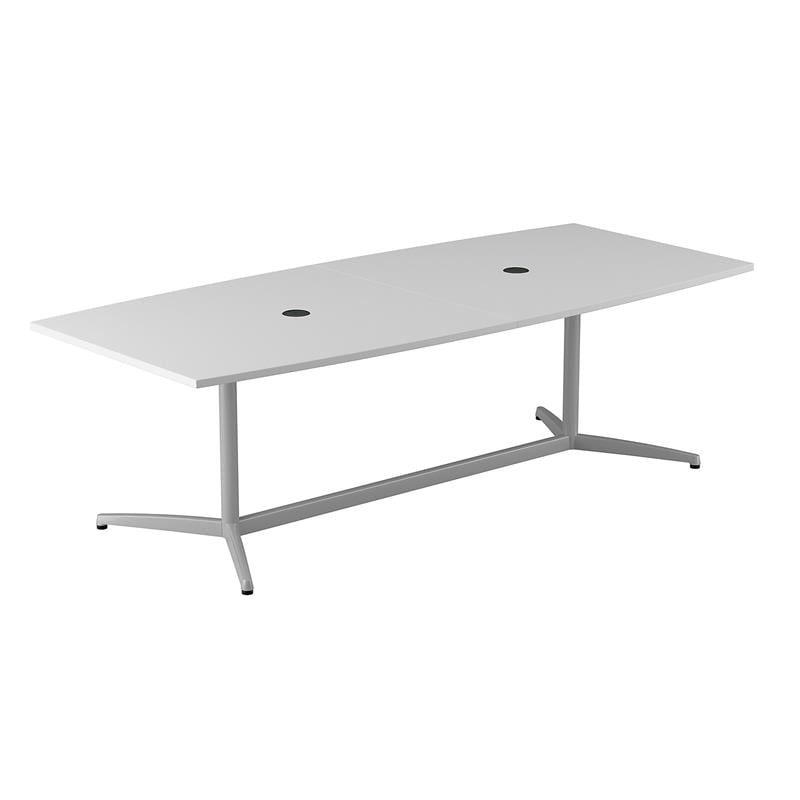 Picture of Bush Business Furniture 99TBM96WHSVK 96 x 42 in. Conference Tables Boat Shaped Conference Table with Metal Base, White