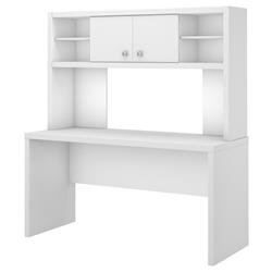 Picture of Bush Business Furniture ECH030PW 60 in. Echo Credenza Desk with Hutch - Pure White