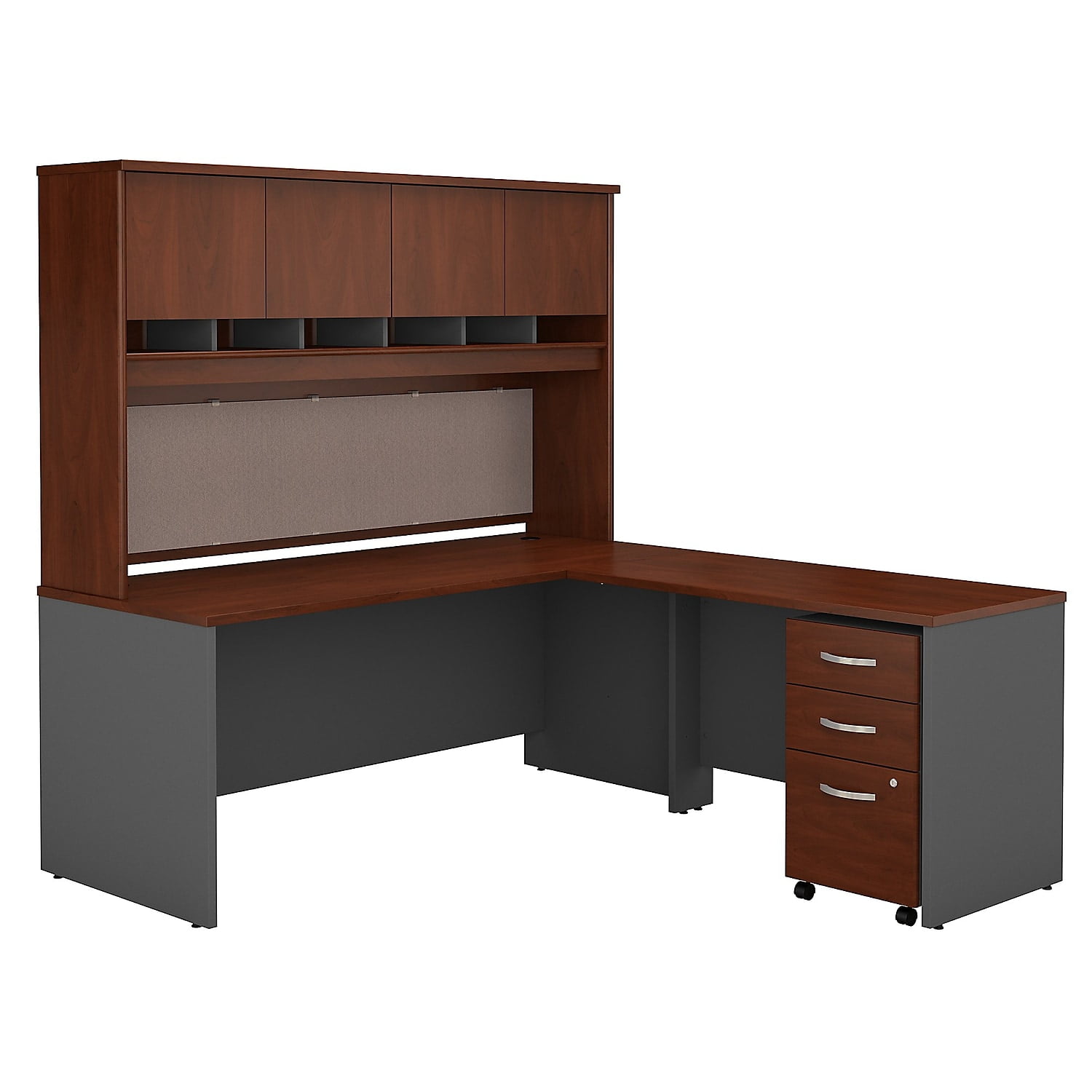 Picture of Bush Business Furniture SRC0018HCSU 72 in. Series C L-Shaped Desk with Hutch & Mobile File Cabinet - Hansen Cherry