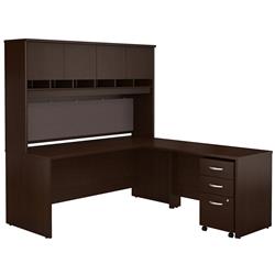 Picture of Bush Business Furniture SRC0018MRSU 72 in. Series C L-Shaped Desk with Hutch & Mobile File Cabinet - Mocha Cherry