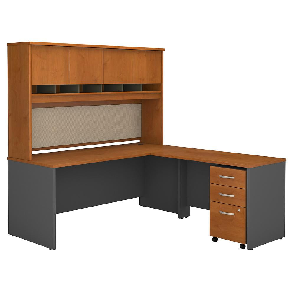 Picture of Bush Business Furniture SRC0018NCSU 72 in. Series C L-Shaped Desk with Hutch & Mobile File Cabinet - Natural Cherry