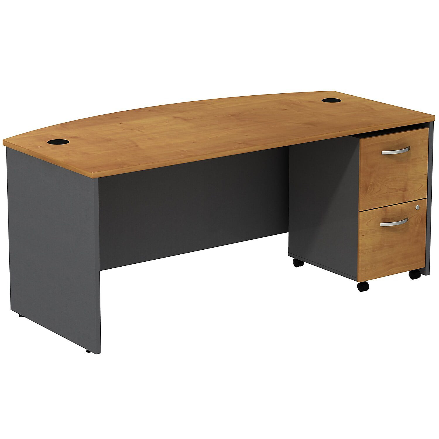 SRC0020NCSU Series C Bow Front Desk with 2 Drawer Mobile Pedestal - Natural Cherry -  Bush Business Furniture