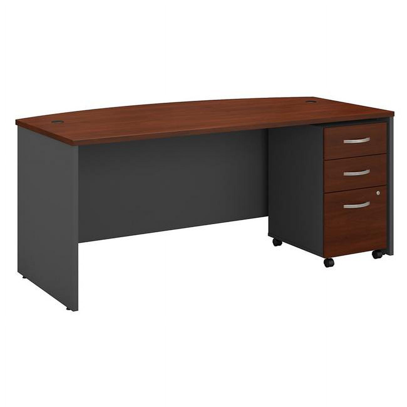 SRC079HCSU 72 x 36 in. Series C Bow Front Desk with Mobile File Cabinet - Hansen Cherry -  Bush Business Furniture