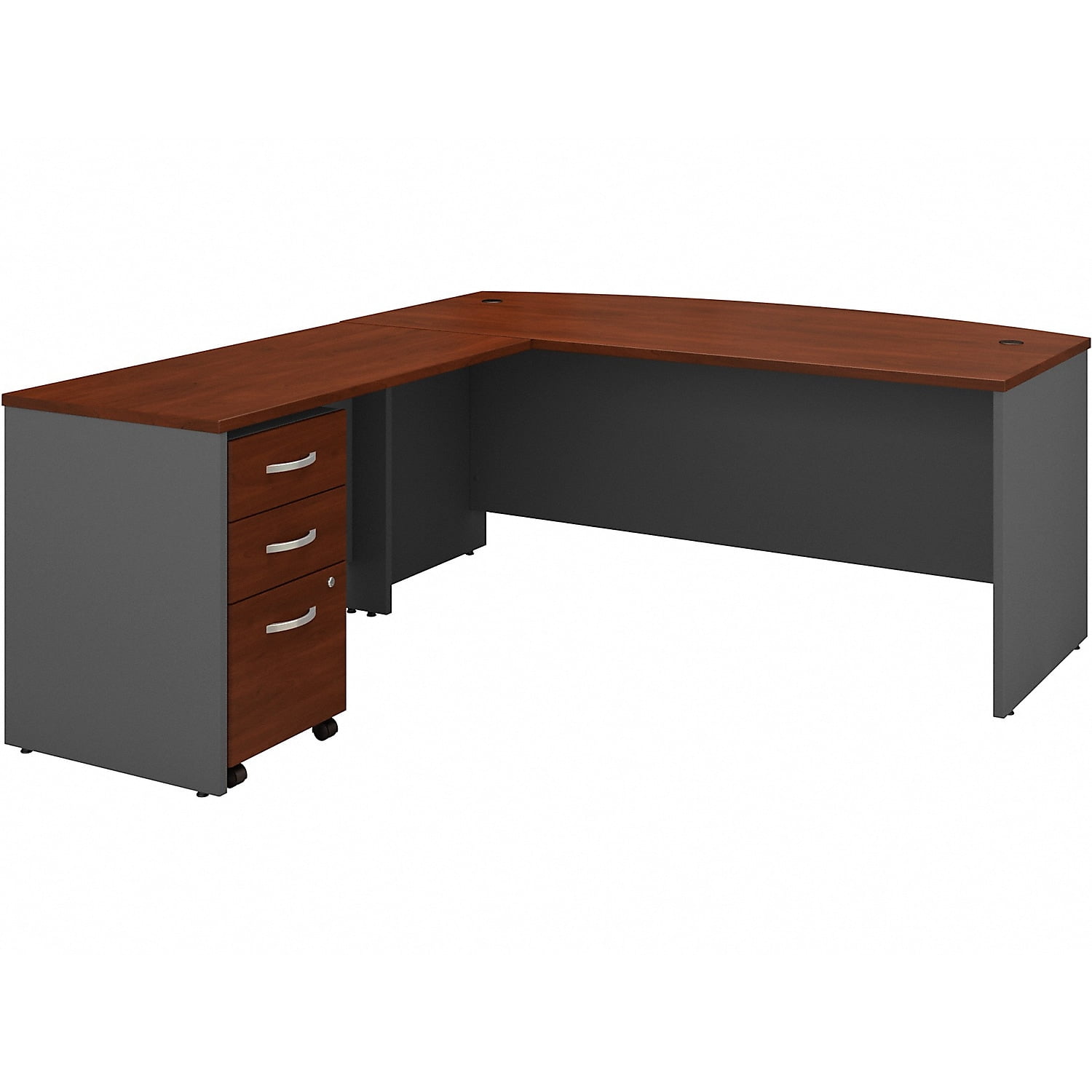 Picture of Bush Business Furniture SRC084HCSU 72 in. Series C Bow Front L-Shaped Desk with 48 in. Return & Mobile File Cabinet - Hansen Cherry
