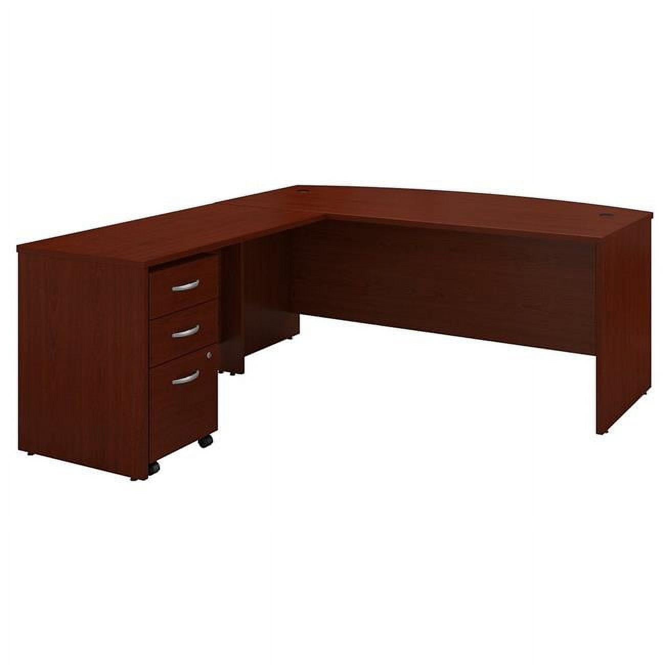 Picture of Bush Business Furniture SRC084MASU 72 in. Series C Bow Front L-Shaped Desk with 48 in. Return & Mobile File Cabinet - Mahogany