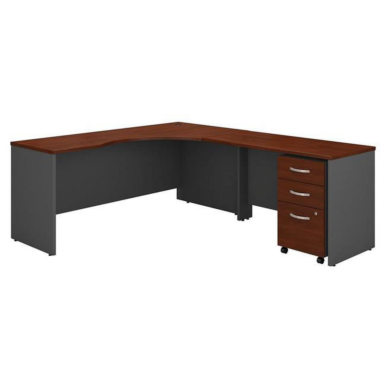 Picture of Bush Business Furniture SRC085HCSU 72 in. Series C Bow Front L-Shaped Desk with 48 in. Return & Mobile File Cabinet - Hansen Cherry