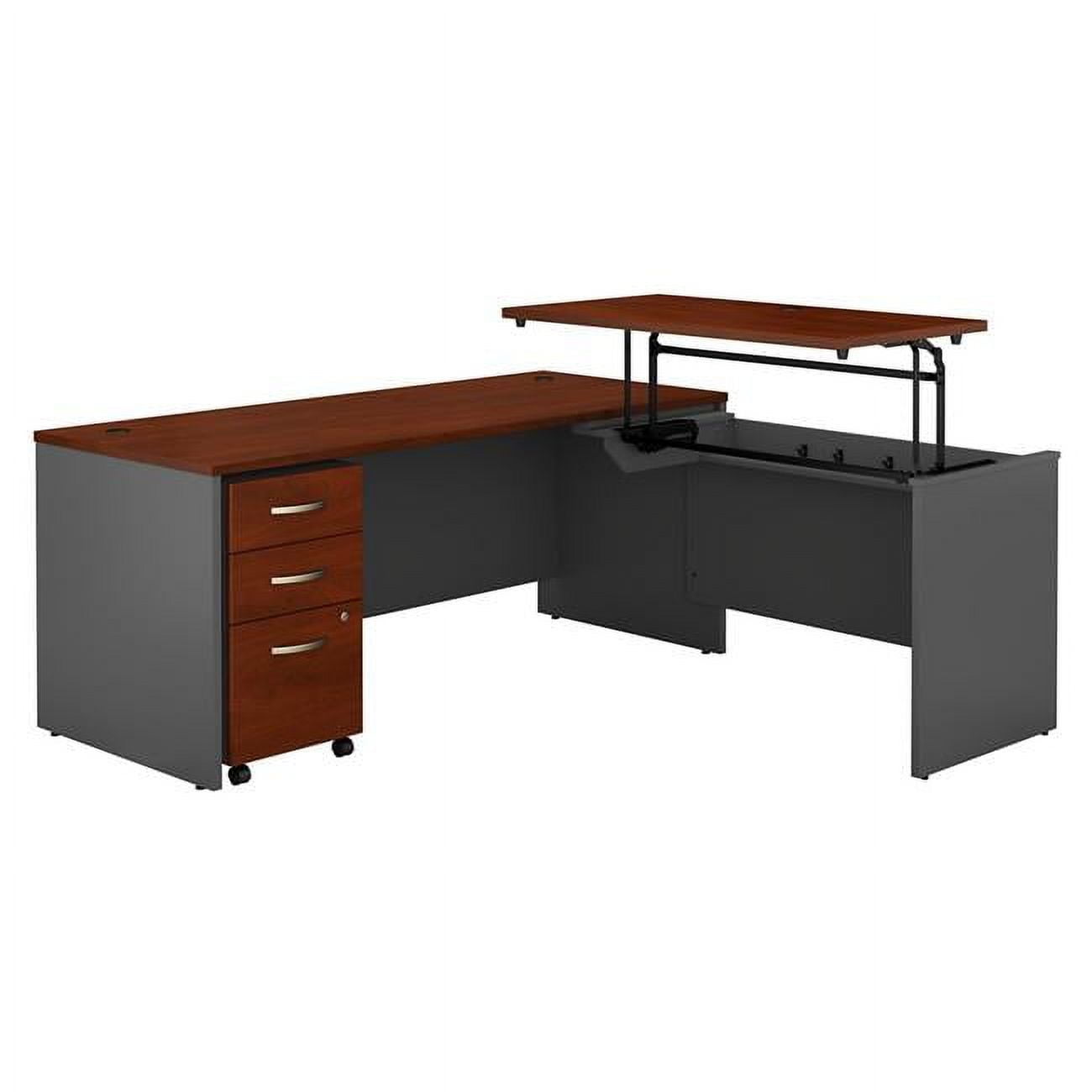 Picture of Bush Business Furniture SRC125HCSU 72 x 30 in. Series C 3 Position Sit to Stand L-Shaped Desk with Mobile File Cabinet - Hansen Cherry