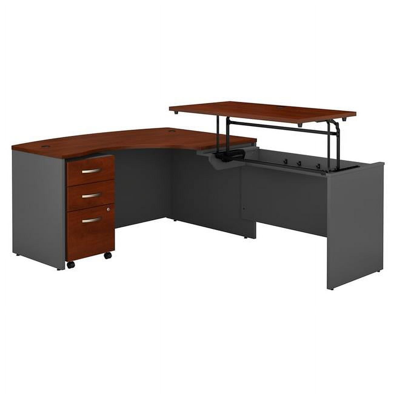 Picture of Bush Business Furniture SRC128HCSU 60 x 43 in. Series C Right Hand 3 Position Sit to Stand L-Shaped Desk with Mobile File Cabinet - Hansen Cherry